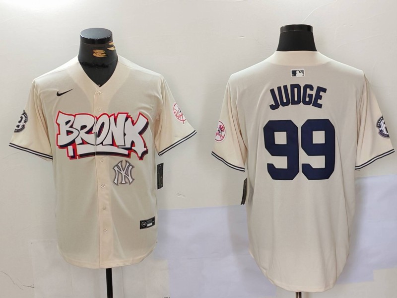 Men New York Yankees #99 Judge Cream joint name 2024 Nike MLB Jersey style 4->new york yankees->MLB Jersey